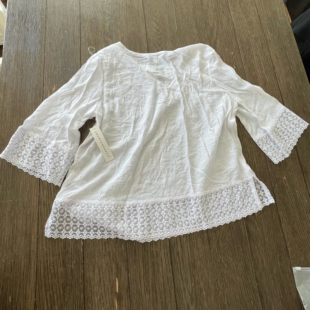 Counterparts white blouse size L new with tags